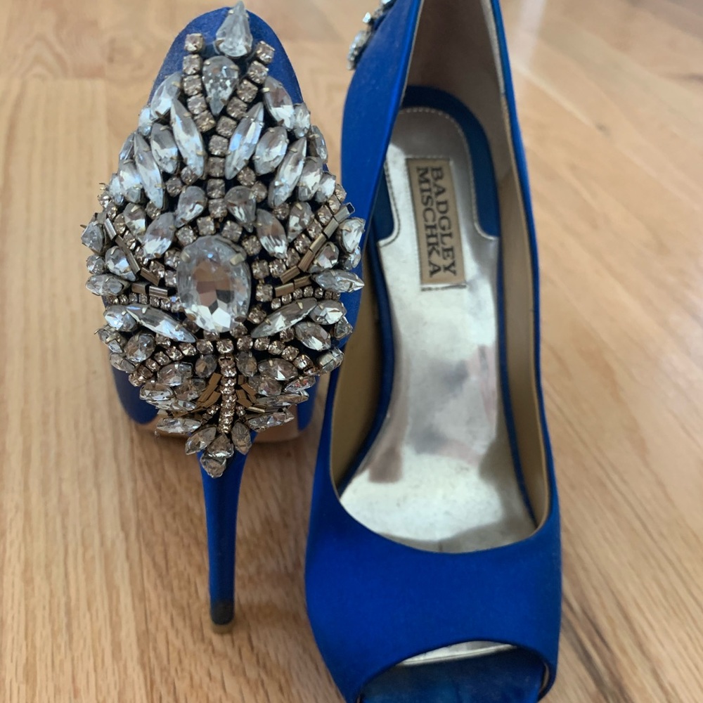 Badgley Mischka Kiara Embellished Peep-Toe Pump